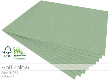 Cardstock "Recycling" - Kraftpapier 220g/m² DIN A4 in kraft salbei