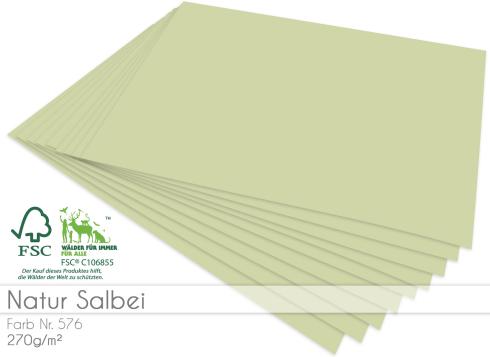 Cardstock "Natur" - Bastelpapier 270g/m² DIN A4 in natur salbei - 5 Bogen