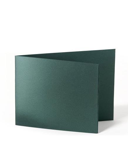 Doppelkarte - Faltkarte 250g/m² DIN B6 quer in metallic-grün