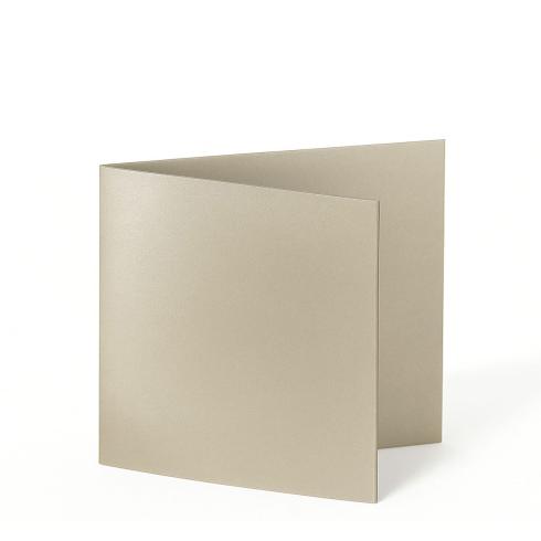 Doppelkarte - Faltkarte quadratisch 15x15cm, 250g/m² in metallic-sand