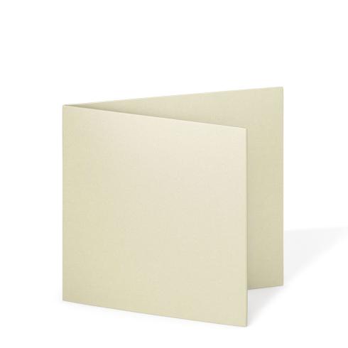 Doppelkarte - Faltkarte quadratisch 15x15cm, 250g/m² in metallic-ivory