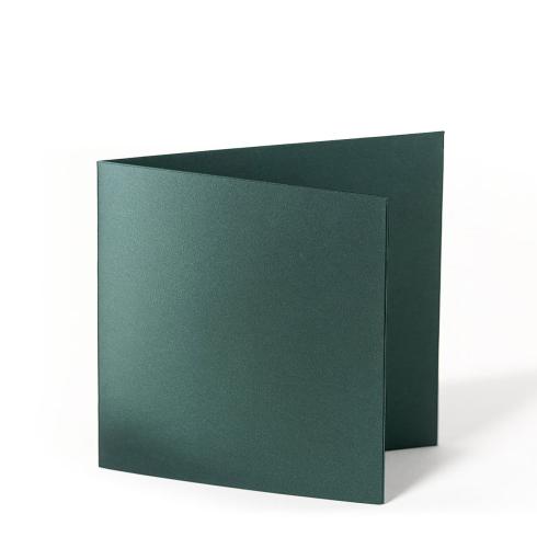 Doppelkarte - Faltkarte quadratisch 15x15cm, 250g/m² in metallic-grün