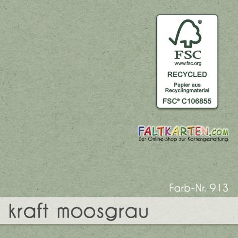 Karte - Einlegekarte DIN Lang 220g/m² in kraft moosgrau