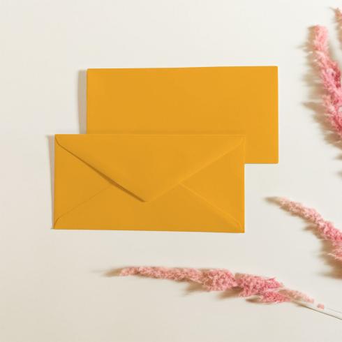 Briefumschlag DIN lang in altgold, 120g, ohne Fenster, Nassklebung