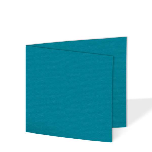 Doppelkarte - Faltkarte quadratisch 15x15cm, 210g/m² in struktur karibikblau