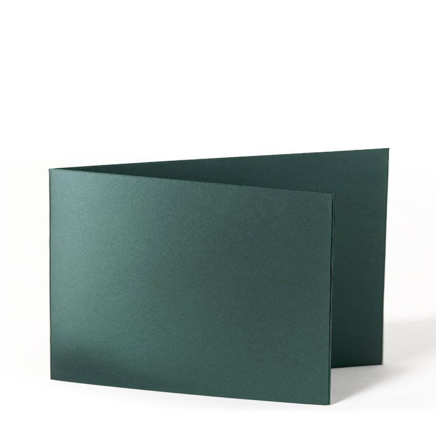 Doppelkarte - Faltkarte 250g/m² DIN A6 quer in metallic grün