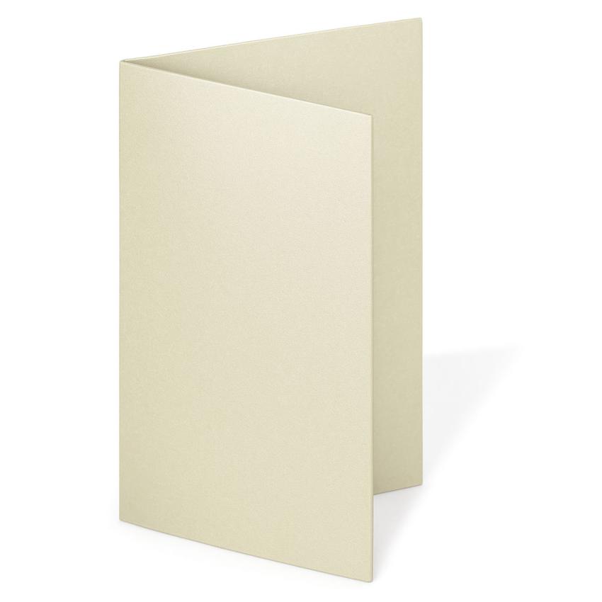 Doppelkarte - Faltkarte blanko 250g/m² DIN A6 in metallic ivory