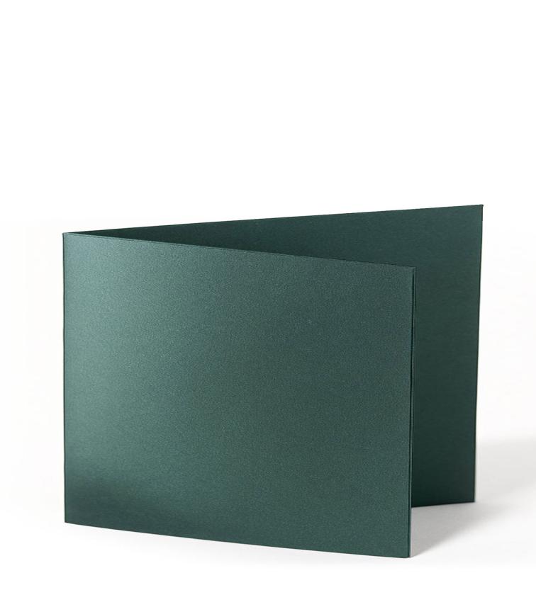 Doppelkarte - Faltkarte 250g/m² DIN B6 quer in metallic-grün