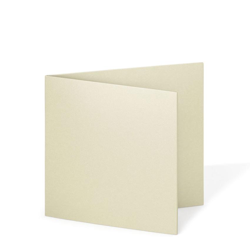 Doppelkarte - Faltkarte quadratisch 15x15cm, 250g/m² in metallic-ivory