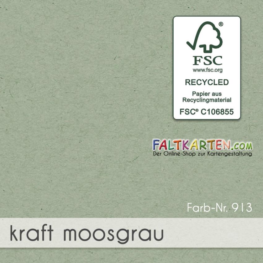 Karte - Einlegekarte DIN Lang 220g/m² in kraft moosgrau