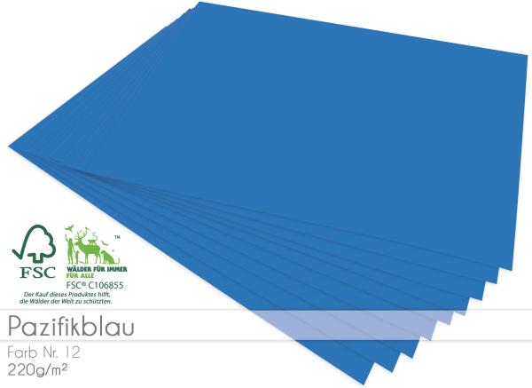 Cardstock "Premium" - Bastelpapier 220g/m² DIN A4 in pazifikblau - 25 Bogen